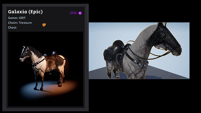 Left, the NFT. Right, the original horse model Left, the NFT. Right, the original horse model