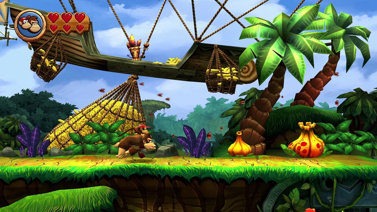 Gameplay in Donkey Kong Country Returns HD. Gameplay in Donkey Kong Country Returns HD.