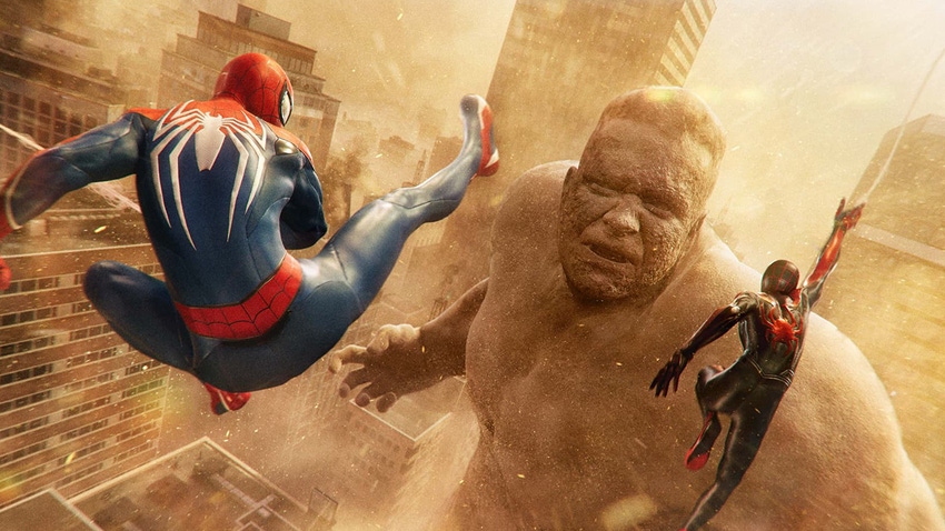 Peter Parker and Miles Morales battle Sandman as the Spider-Men