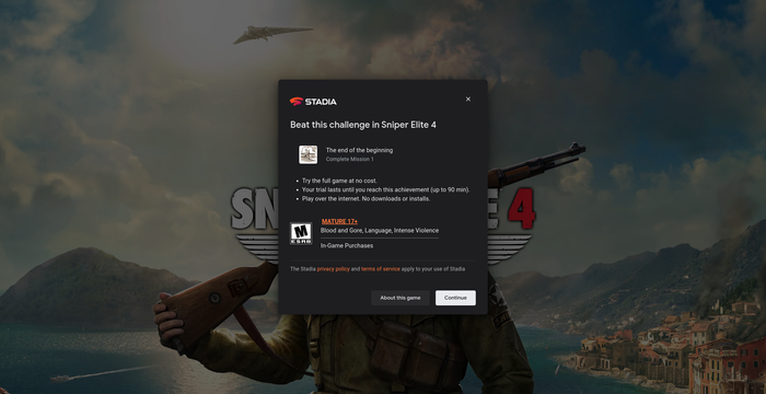 Stadia 成就驱动的试玩体验示意图