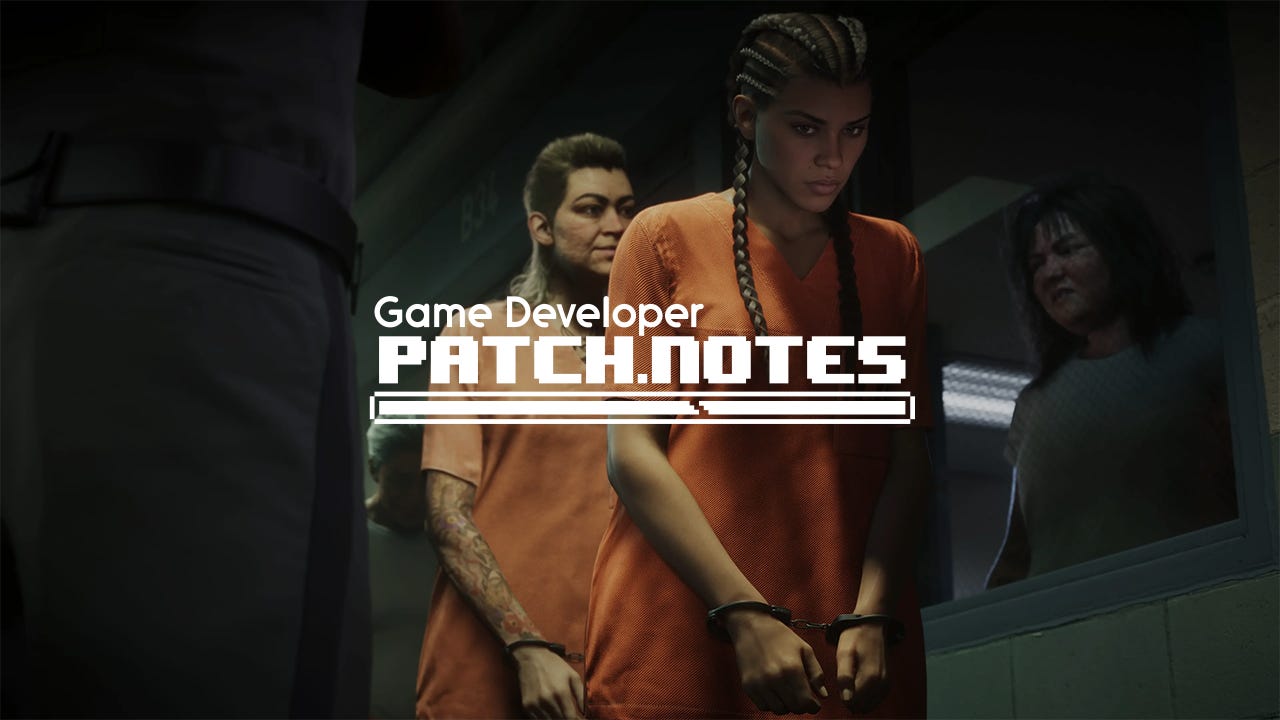 The Patch Notes logo (white) overlaid on a photograph of GTA VI protagonist Lucia Caminos in an orange prison jumpsuit The Patch Notes logo (white) overlaid on a photograph of GTA VI protagonist Lucia Caminos in an orange prison jumpsuit