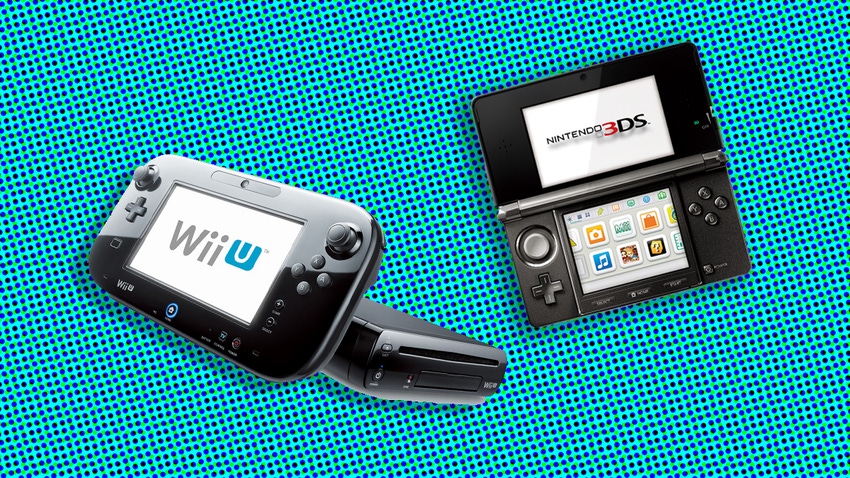 The Wii U and 3DS on a stylised background