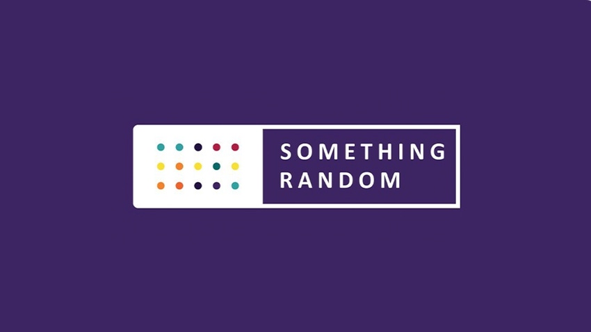 The Something Random logo on a purple background