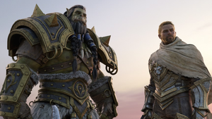 Thrall and Anduin in Blizzard's World of Warcraft: The War Within.