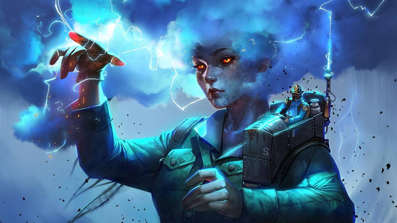 A giant doing a lightning attack in March of Giants A giant doing a lightning attack in March of Giants