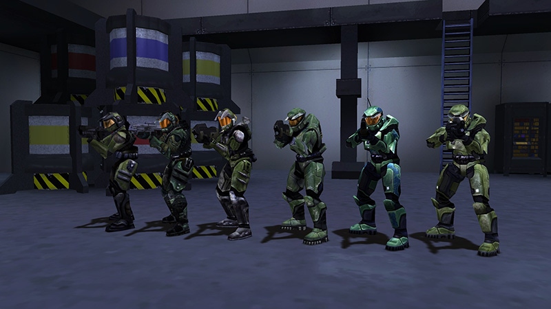 An assembly of different player models for The Master Chief