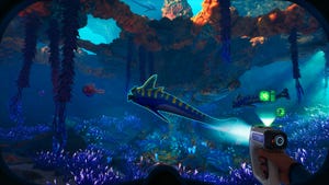 The player scans a fish deep underwater in Subnautica 2 The player scans a fish deep underwater in Subnautica 2