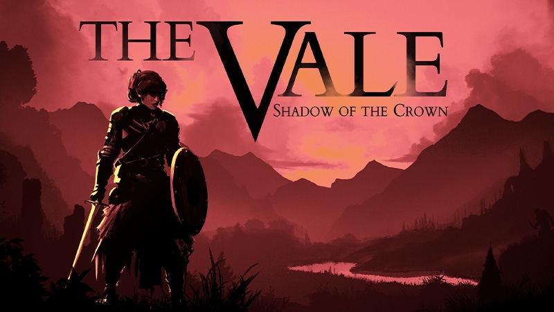 The Vale banner image featuring the silhouette a warrior princess against a crimson mountain range.