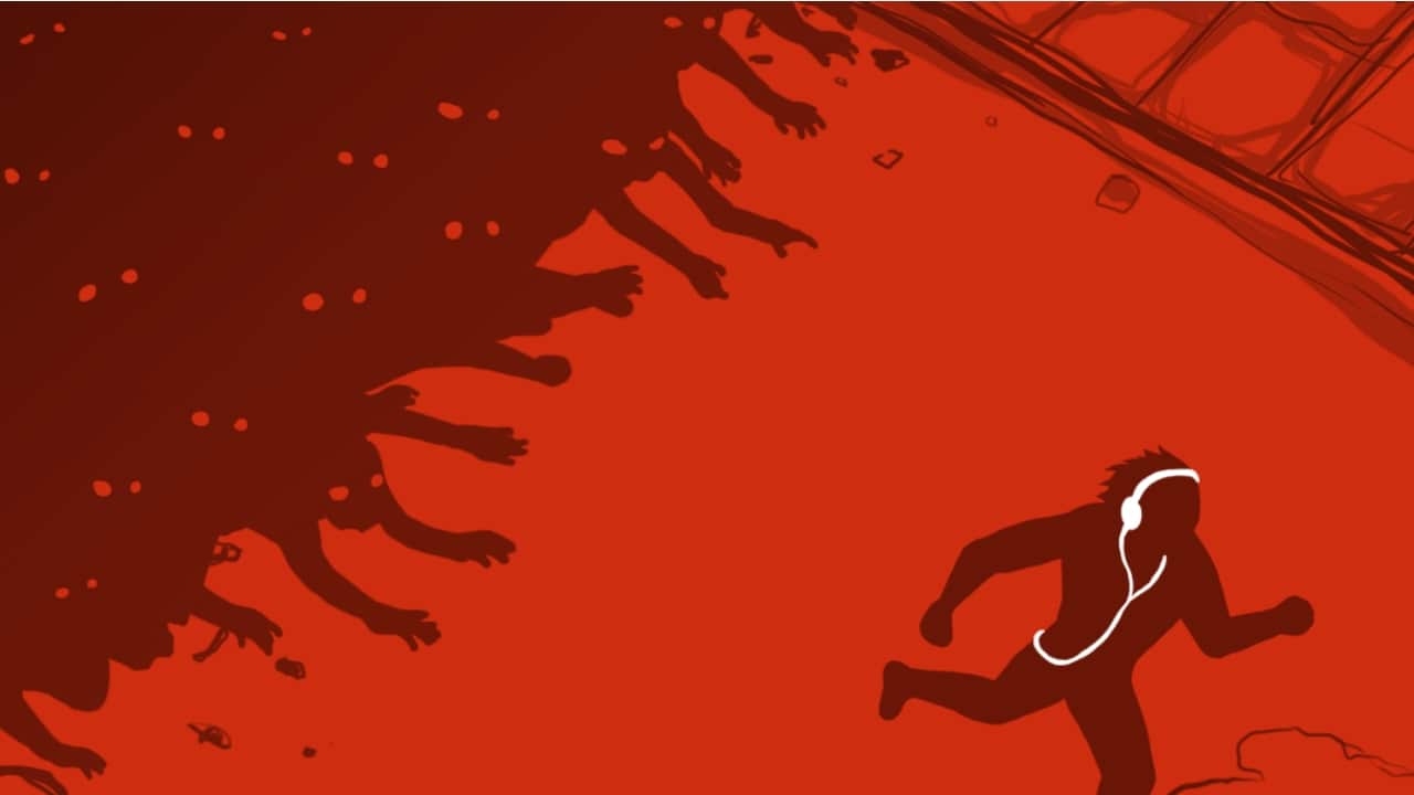 Zombies, Run! 游戏截图,表现跑步中的游戏场景