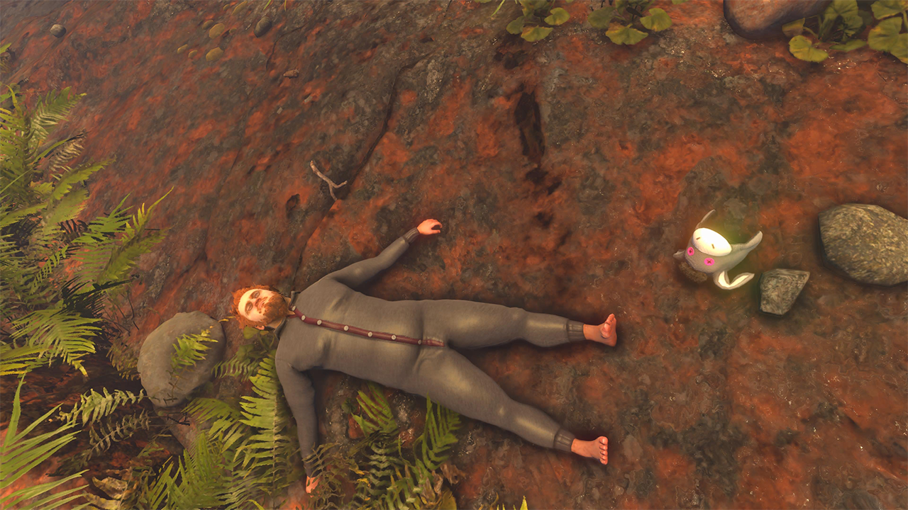 Nate lying on the cold hard dirt after yet another tumble in Baby Steps Nate lying on the cold hard dirt after yet another tumble in Baby Steps