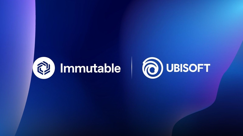 Logos for web3 developer Immutable and French developer Ubisoft.