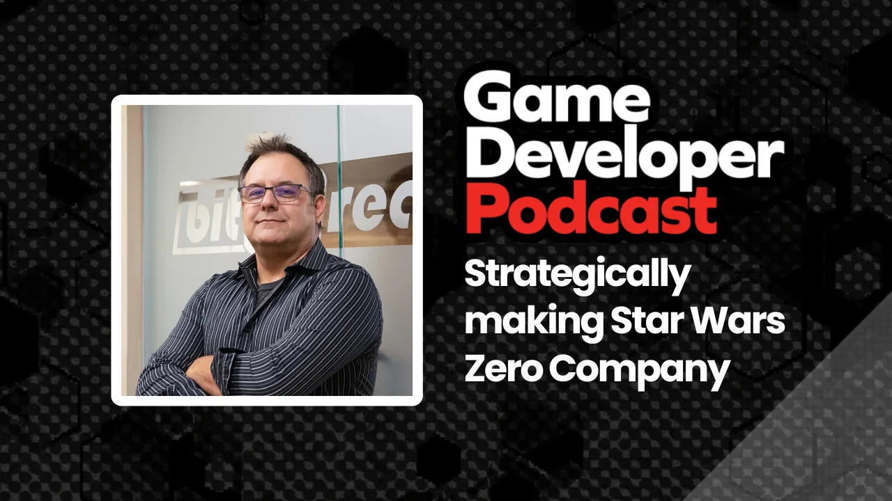 A headshot of Bit Reactor CEO Greg Foertsch next to the Game Developer Podcast logo. A headshot of Bit Reactor CEO Greg Foertsch next to the Game Developer Podcast logo.