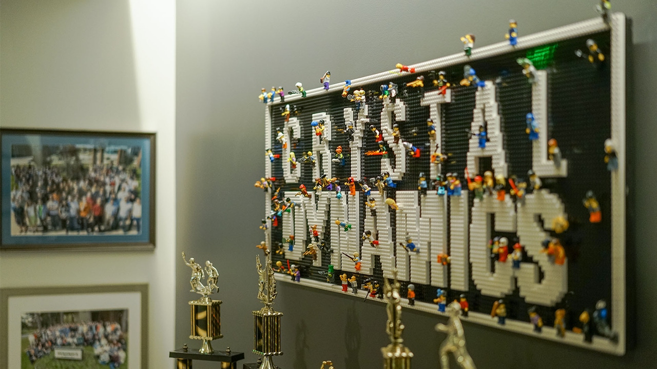 Crystal Dynamics signage inside a company office Crystal Dynamics signage inside a company office