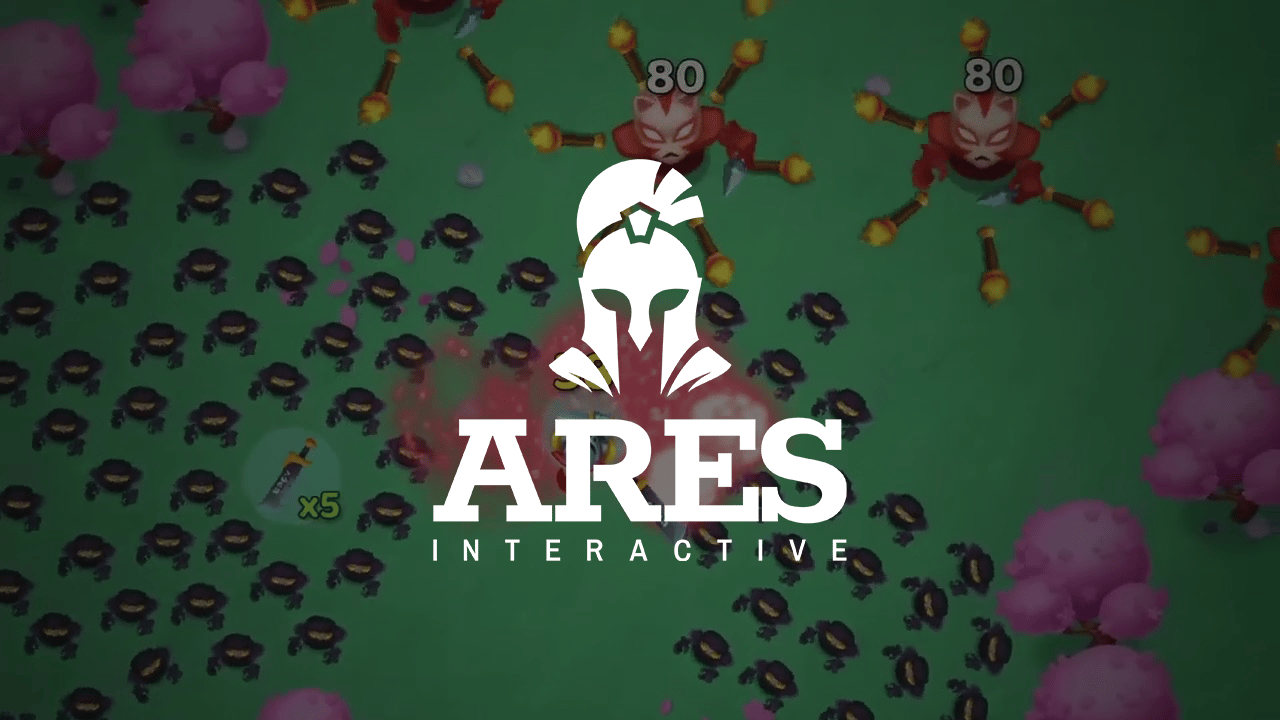 The Ares Interactive logo overlaid on a screenshot of Heroes vs Hordes The Ares Interactive logo overlaid on a screenshot of Heroes vs Hordes