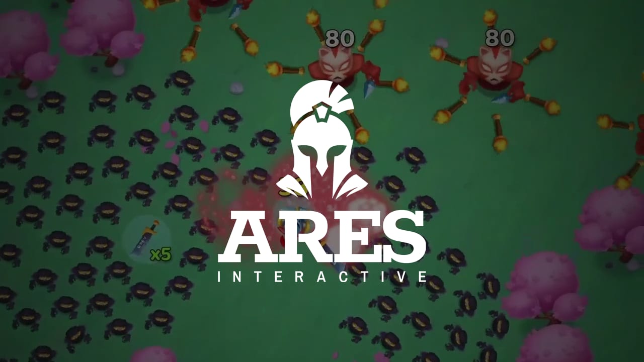 The Ares Interactive logo overlaid on a screenshot of Heroes vs Hordes The Ares Interactive logo overlaid on a screenshot of Heroes vs Hordes