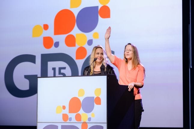 Game industry veterans Brenda Romero (UCSC/Romero Games) and Laura Fryer (Oculus VR) officially open GDC 2015 with the rapid-fire Flash Forward highlight session.