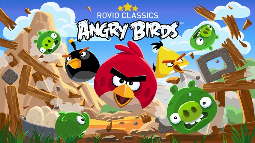 Key artwork for Rovio Classics: Angry Birds featuring the core characters