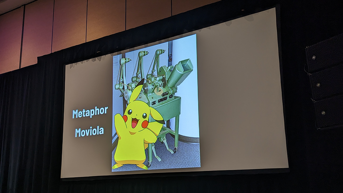 The design doc for Immortality showing a Moviola and Pikachu