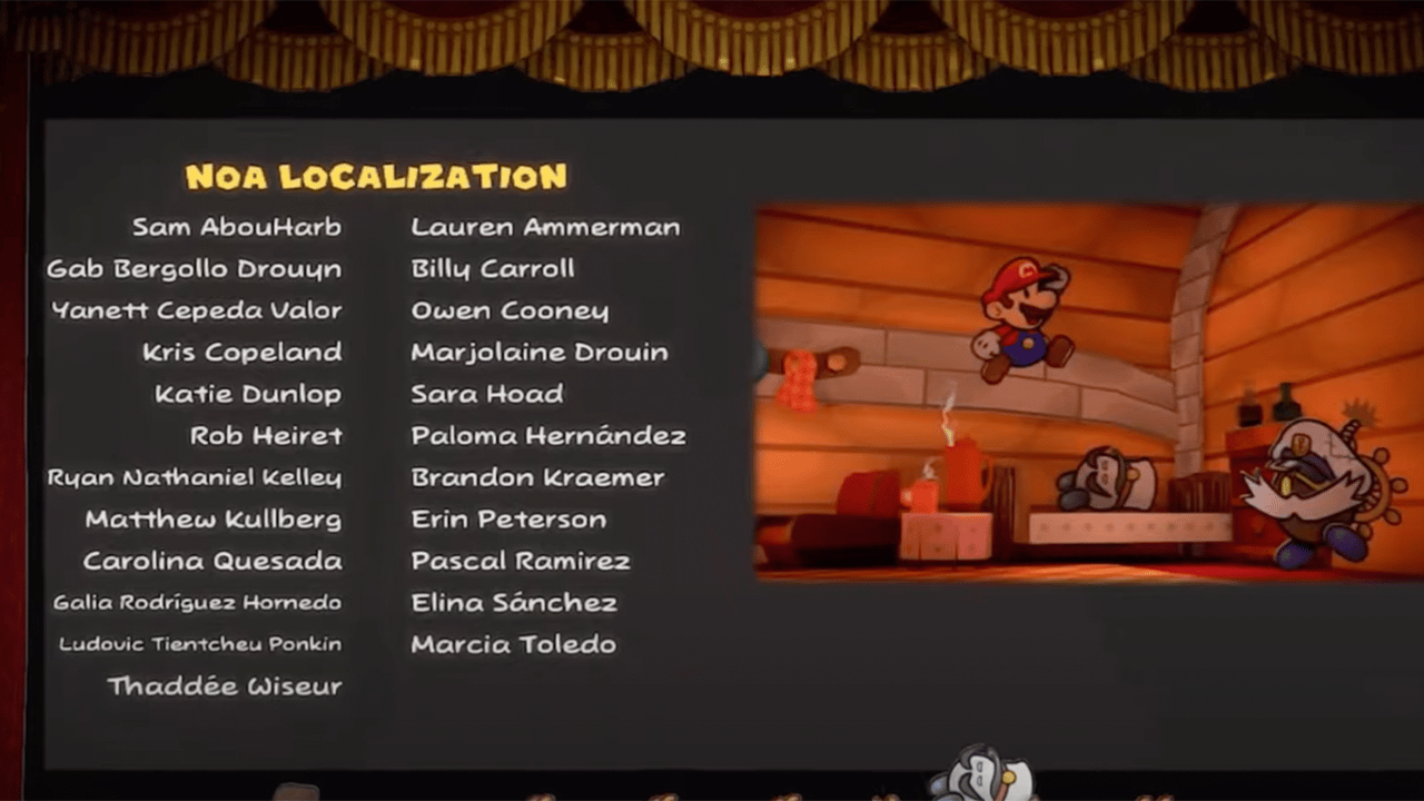 The credits for Paper Mario: The Thousand-Year Door. The credits for Paper Mario: The Thousand-Year Door.