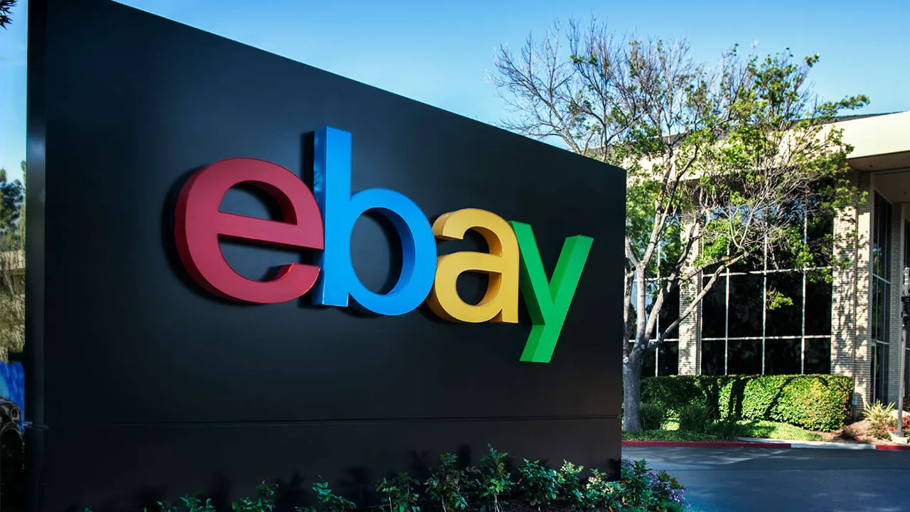 The eBay logo on signage outside a company office The eBay logo on signage outside a company office