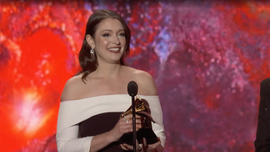 Stephanie Economou during her acceptance speech Stephanie Economou during her acceptance speech