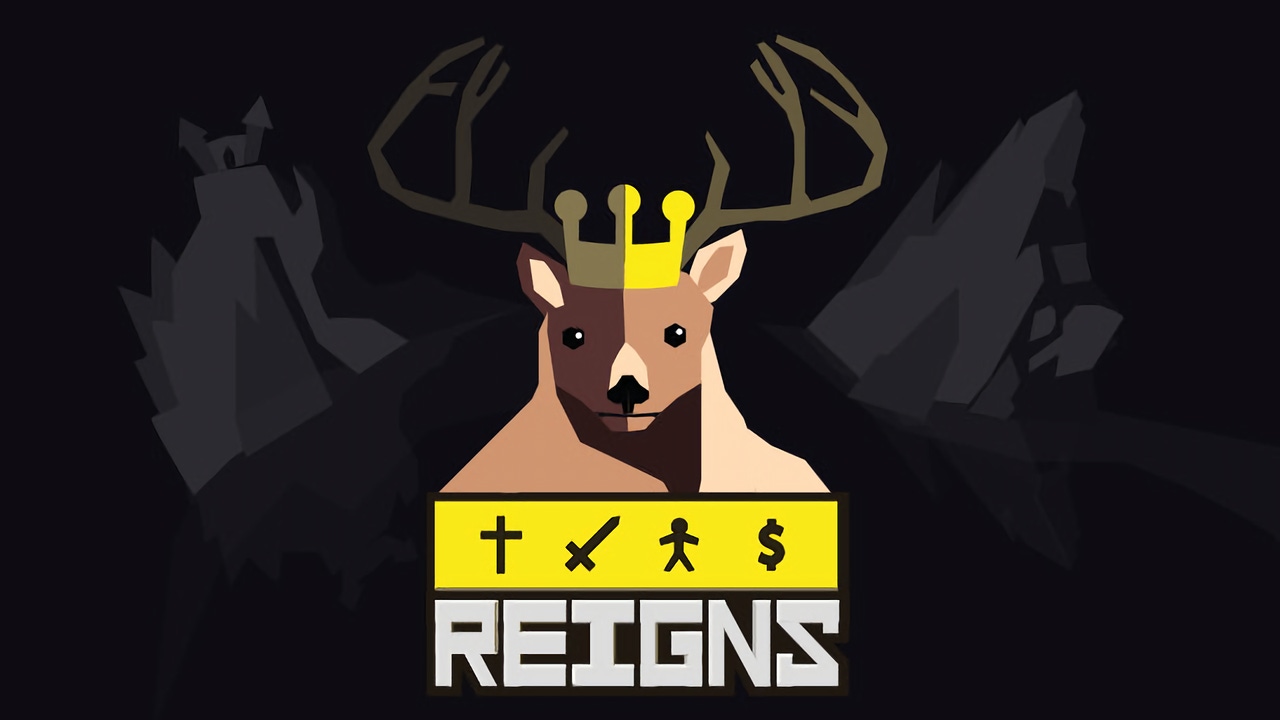 The Reigns logo alongside an illustrated deer wearing a crown The Reigns logo alongside an illustrated deer wearing a crown