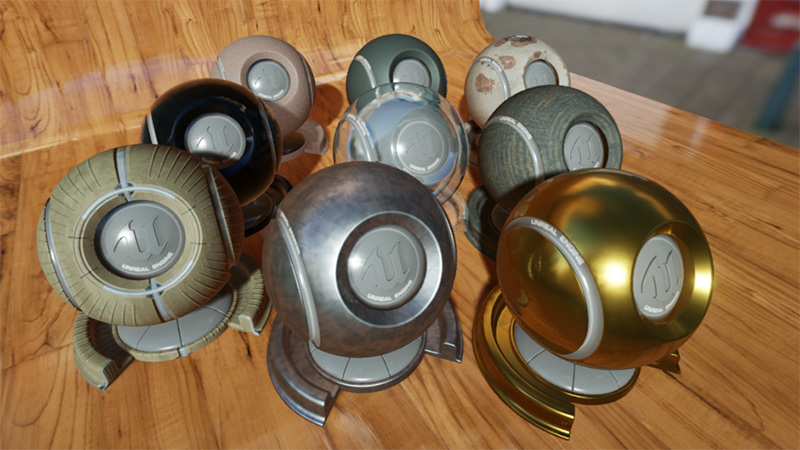 A screenshot of several shaders operating in Unreal Engine 5.