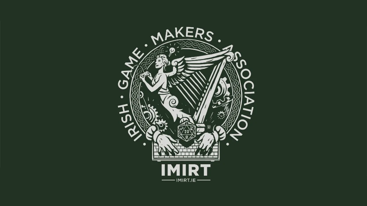 The Irish Game Makers Association logo on a green background The Irish Game Makers Association logo on a green background
