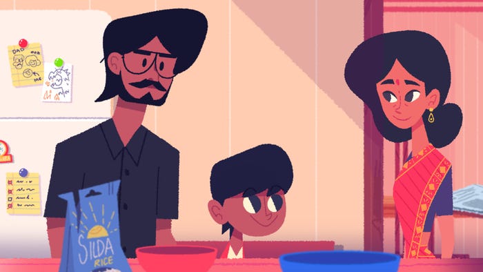An Indian family in the kitchen