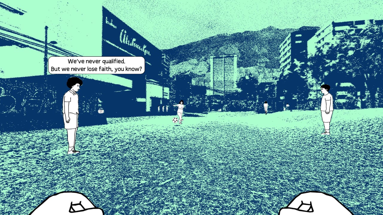 soccer players kick around and chat on a field soccer players kick around and chat on a field