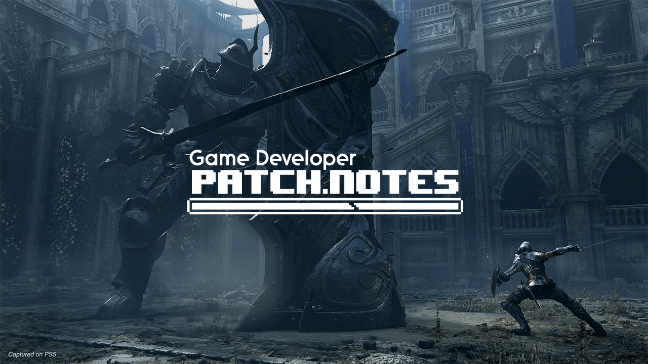 The Patch Notes logo (white) overlaid on a screenshot from Bluepoint's remake of Demon's Souls The Patch Notes logo (white) overlaid on a screenshot from Bluepoint's remake of Demon's Souls