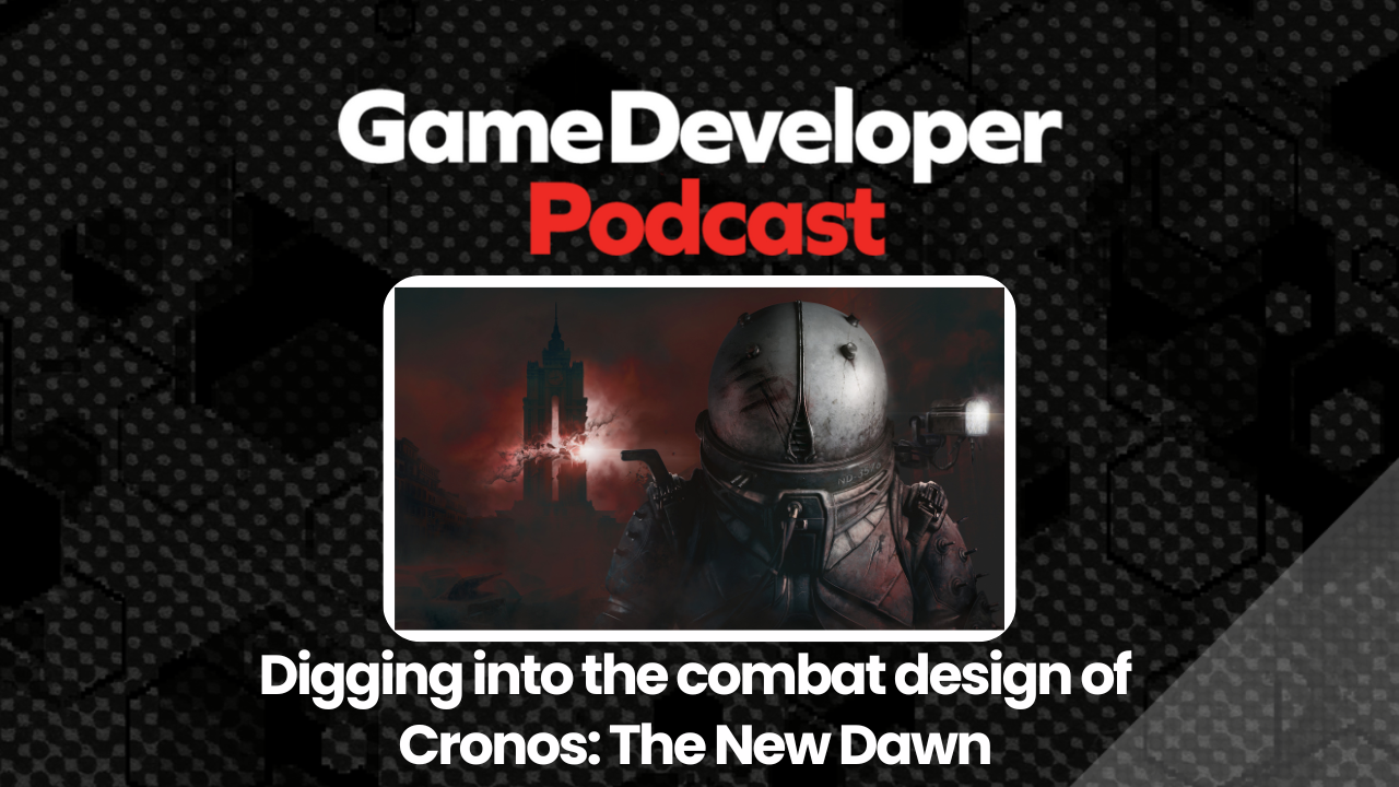 The key art for Cronos: The New Dawn, showing the player character, along with the Game Developer Podcast episode title. The key art for Cronos: The New Dawn, showing the player character, along with the Game Developer Podcast episode title.