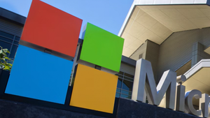 Microsoft signage outside a company office Microsoft signage outside a company office