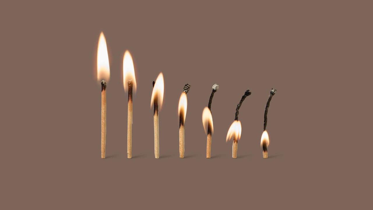 A series of matches burning out. A series of matches burning out.