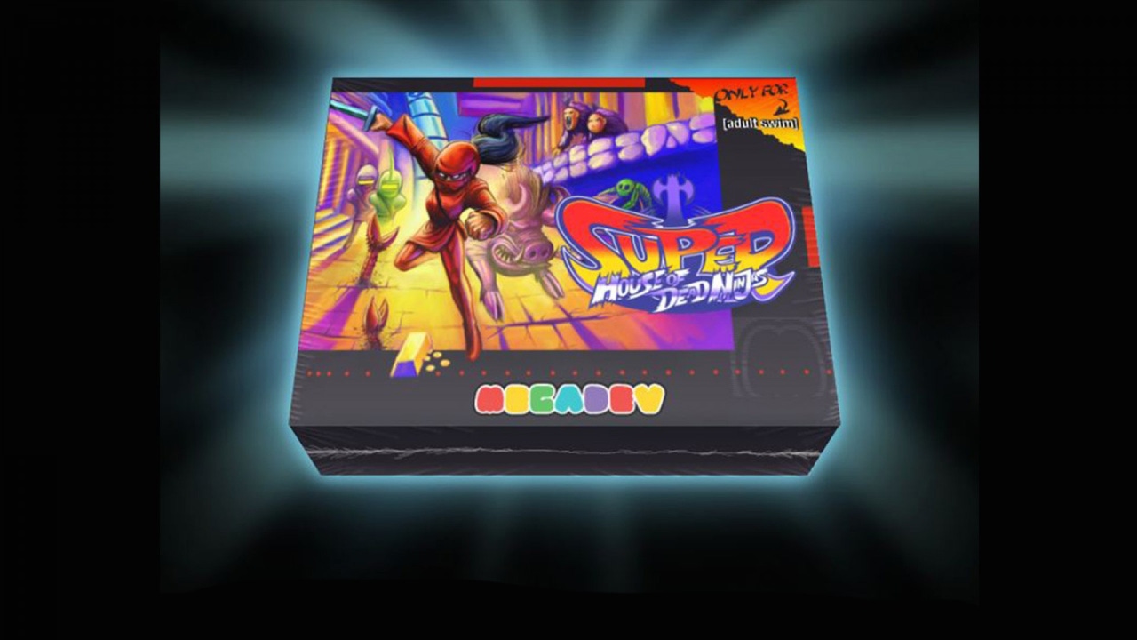 Super House Of Dead Ninjas key art, appearing as an SNES cartridge box Super House Of Dead Ninjas key art, appearing as an SNES cartridge box