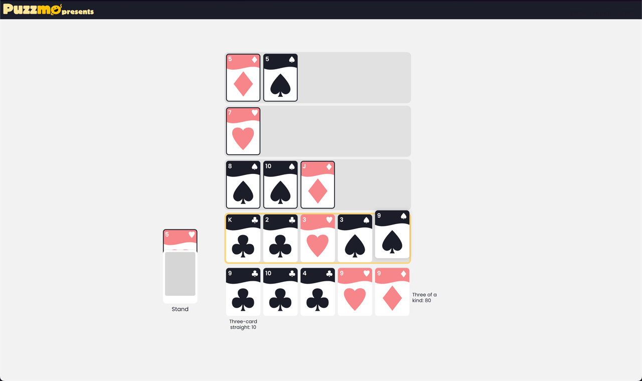 The second version of Pile-up Poker, featuring artwork and UI elements The second version of Pile-up Poker, featuring artwork and UI elements