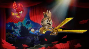 The key art of Puppeteer showing the protagonist using massive scissors to cut the air The key art of Puppeteer showing the protagonist using massive scissors to cut the air