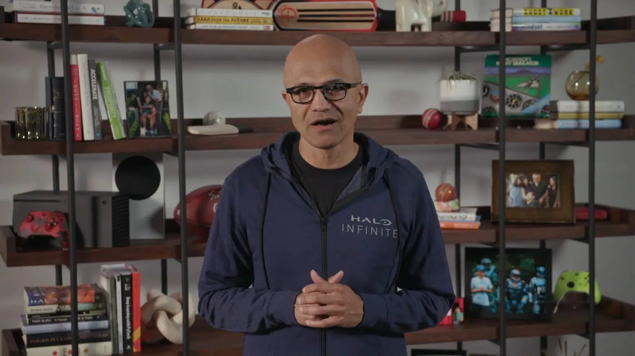 Microsoft CEO Satya Nadella during an Xbox livestream event. Microsoft CEO Satya Nadella during an Xbox livestream event.