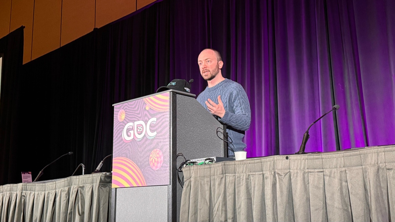 Game designer Jean-Baptiste Siraudin talks about the making of Kessel Sabacc at the GDC podium Game designer Jean-Baptiste Siraudin talks about the making of Kessel Sabacc at the GDC podium