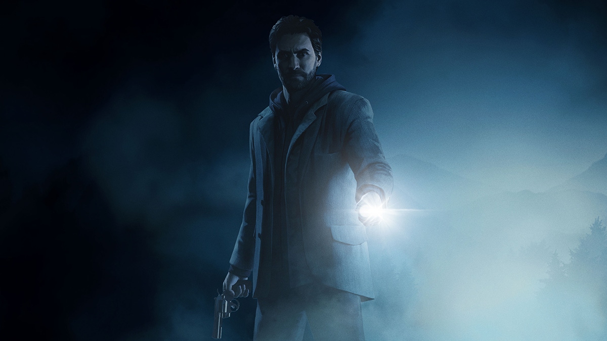 Alan Wake shining a torch into the darkness Alan Wake shining a torch into the darkness