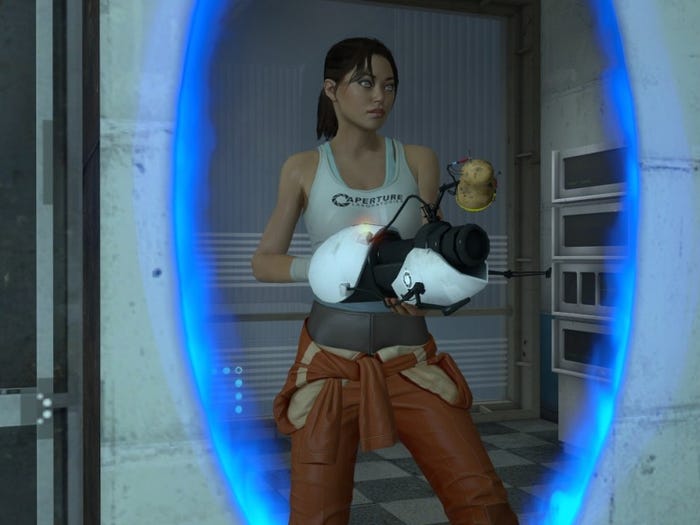 Screen shot of Chell from Portal