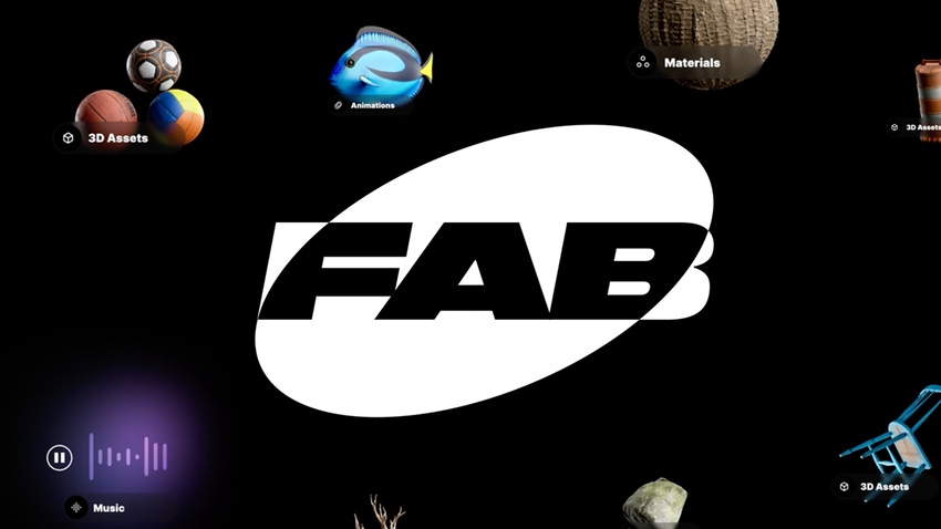 The Fab logo on a dark background