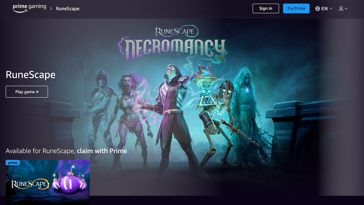 Artwork for Runescape as it appears on the Prime Gaming website Artwork for Runescape as it appears on the Prime Gaming website