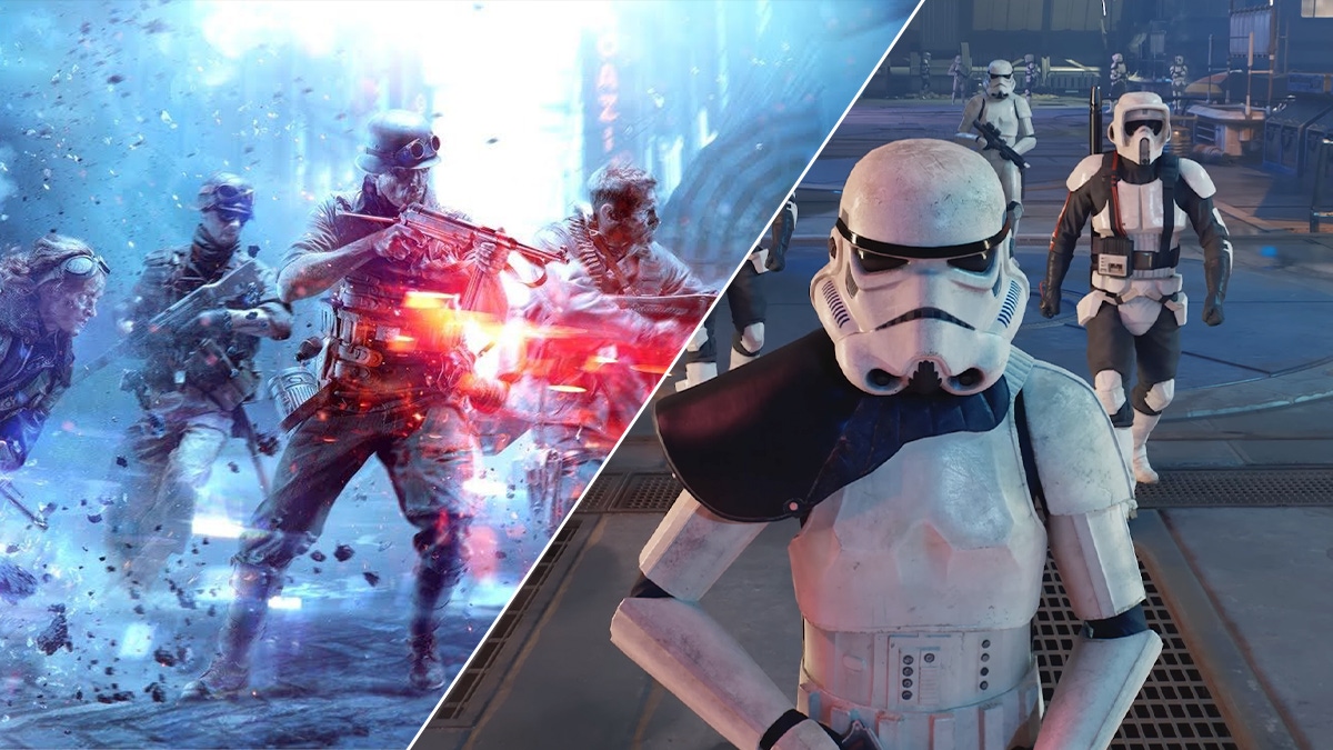 Key artwork for the Battlefield franchise and a screenshot of a Stormtrooper from Star Wars Jedi: Survivor Key artwork for the Battlefield franchise and a screenshot of a Stormtrooper from Star Wars Jedi: Survivor