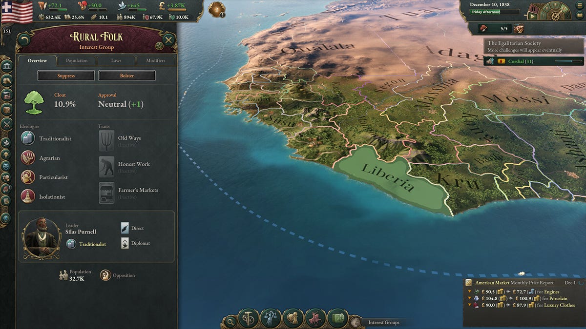 Victoria 3 游戏截图,策略模拟界面