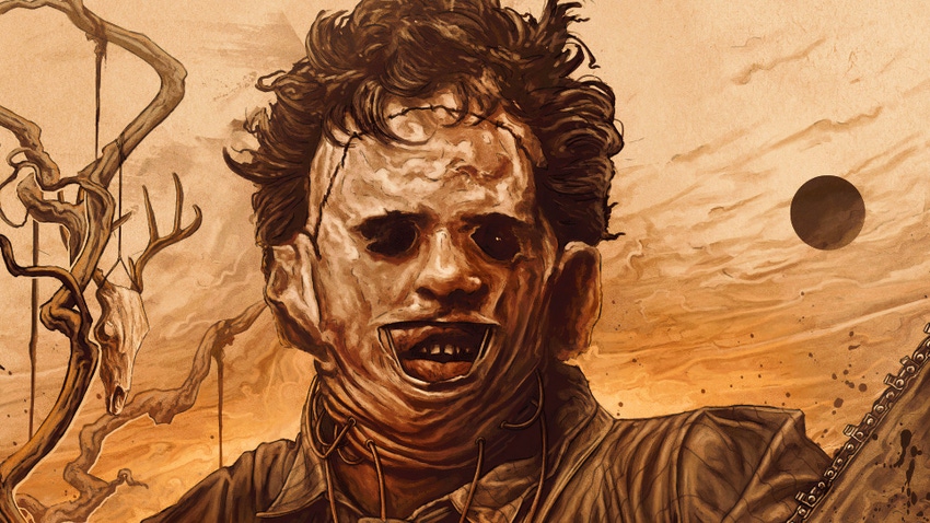 Leatherface in the key art for the Texas chainsaw Massacre