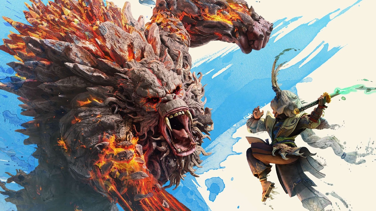 Key art for Koei Tecmo's Wild Hearts, showing a Hunter fighting a Kemono beast. Key art for Koei Tecmo's Wild Hearts, showing a Hunter fighting a Kemono beast.