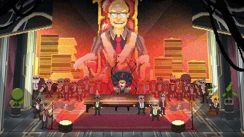 A screenshot from Fretless showing the title's villain