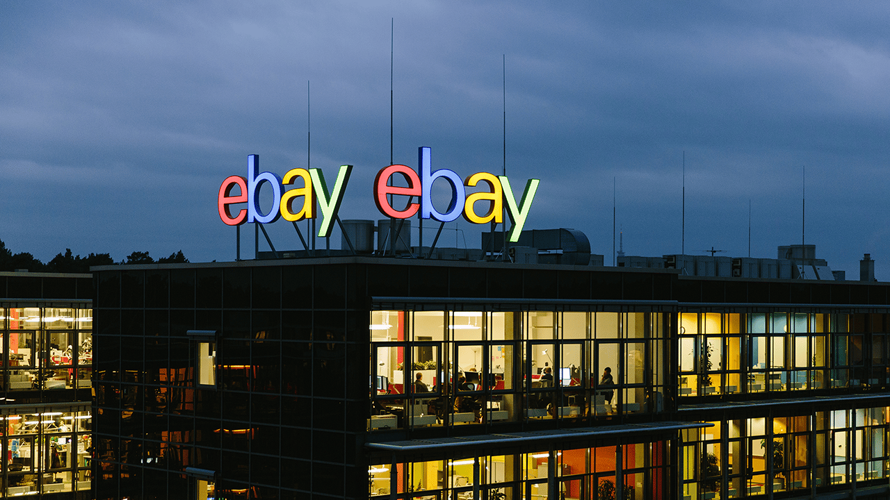 Illuminated eBay signage on the company's office in Berlin Illuminated eBay signage on the company's office in Berlin