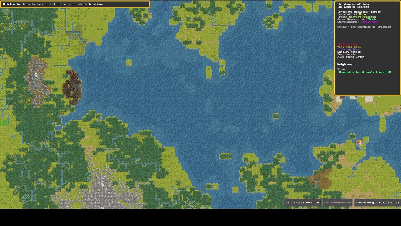 A map of generated land, with water and geographical features A map of generated land, with water and geographical features